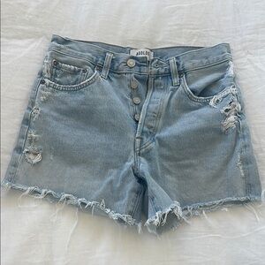 Agolde Blue Jean Shorts Distressed Cut-Off Style